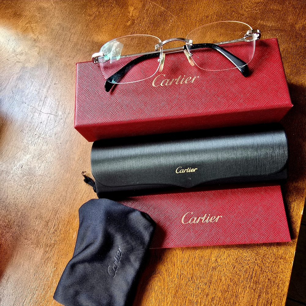 Cartier Eyeglasses with Red and Black Accessories